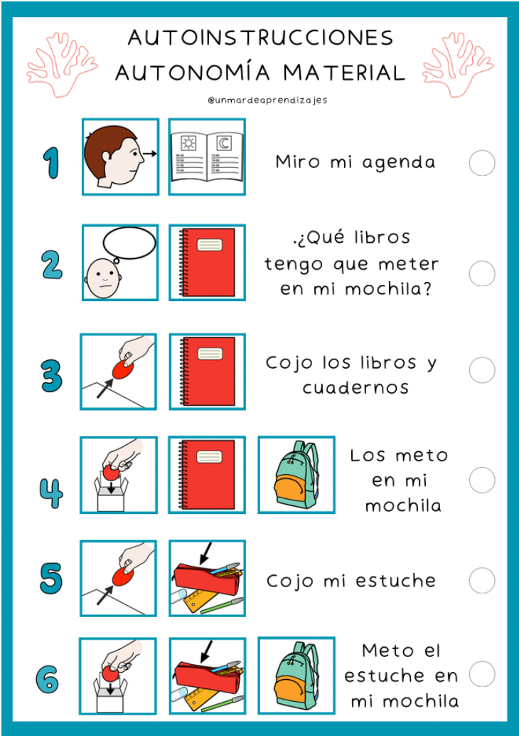 Autoinstrucciones para fomentar la autonomía en el material escolar